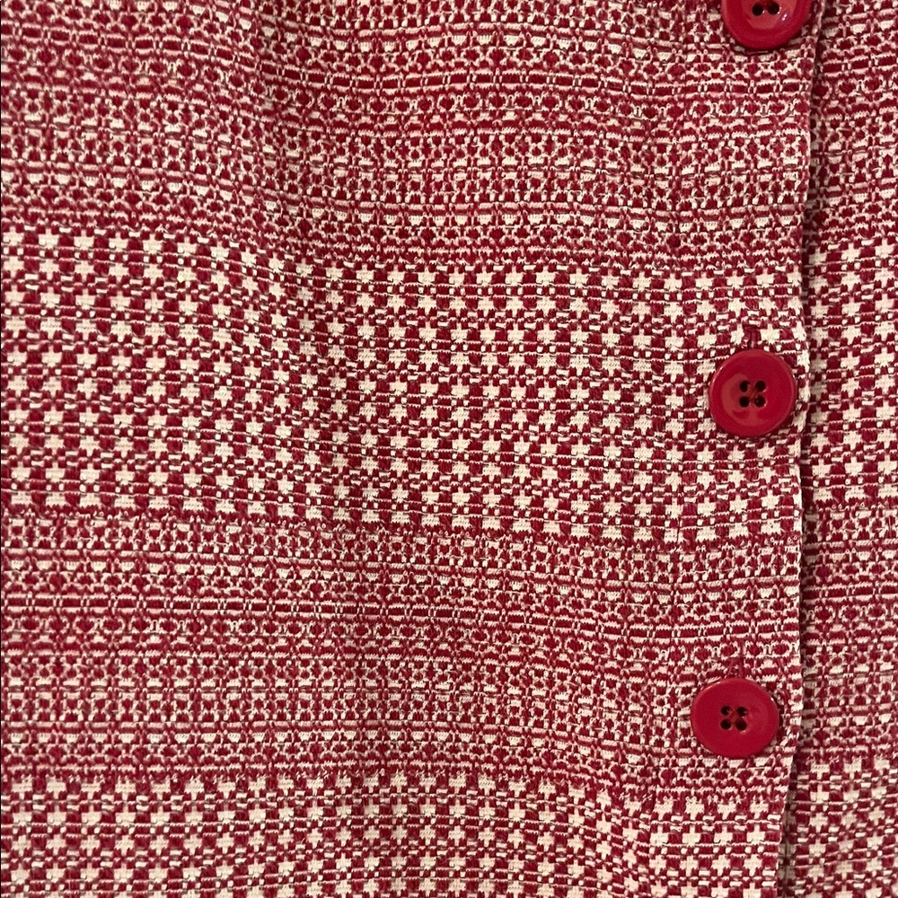 Banana Republic Textured Crewneck Tank Top Red Geometric Button Down Back Sz XL - Picture 4 of 4